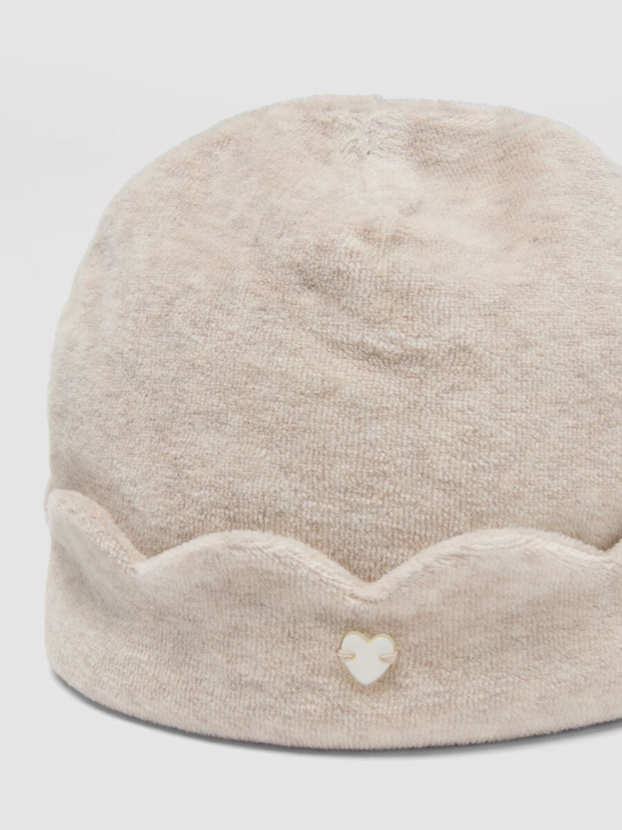 Beige organic cotton-blend jersey baby hat_2