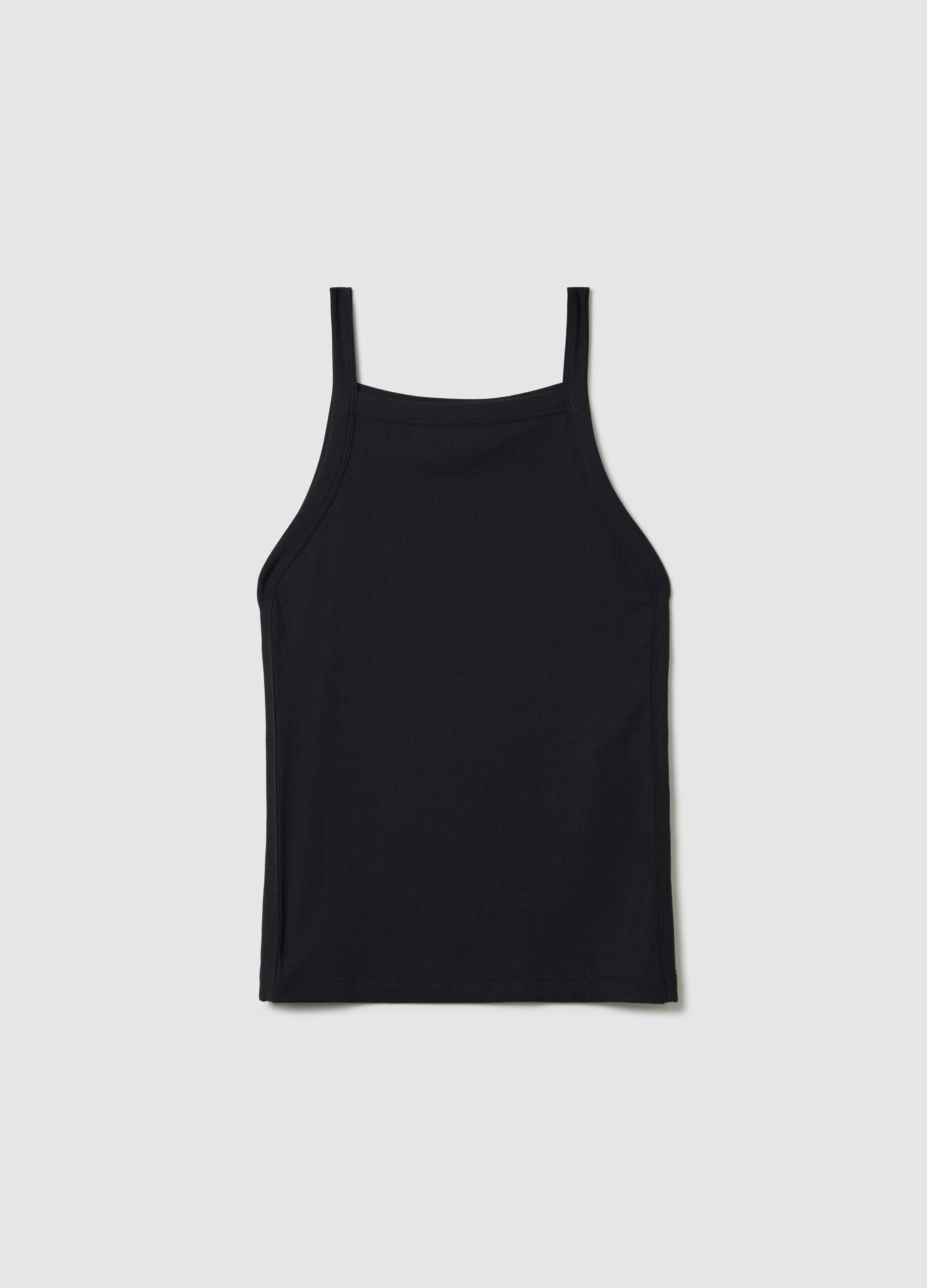 Black tank top in stretch modal