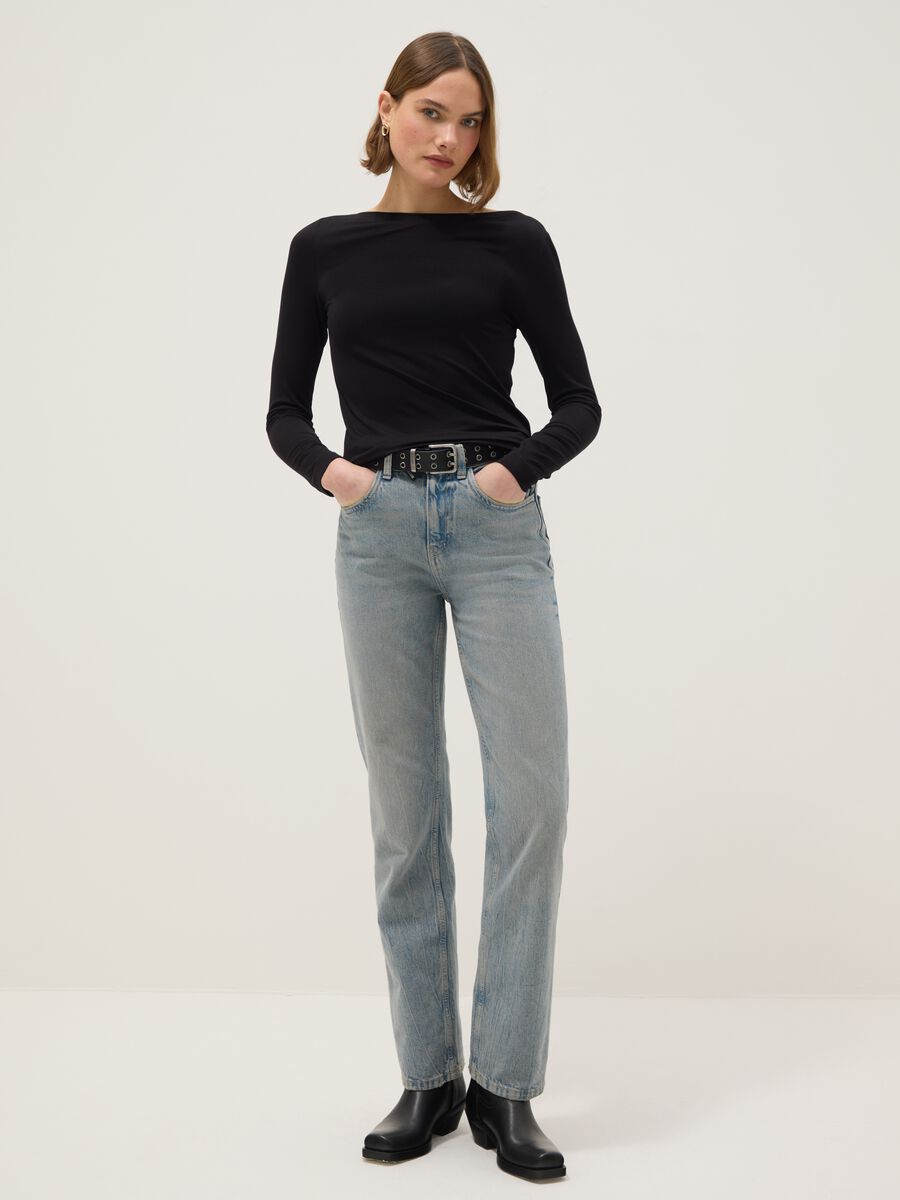 Pure Cotton Blue Straight Fit Jeans_0