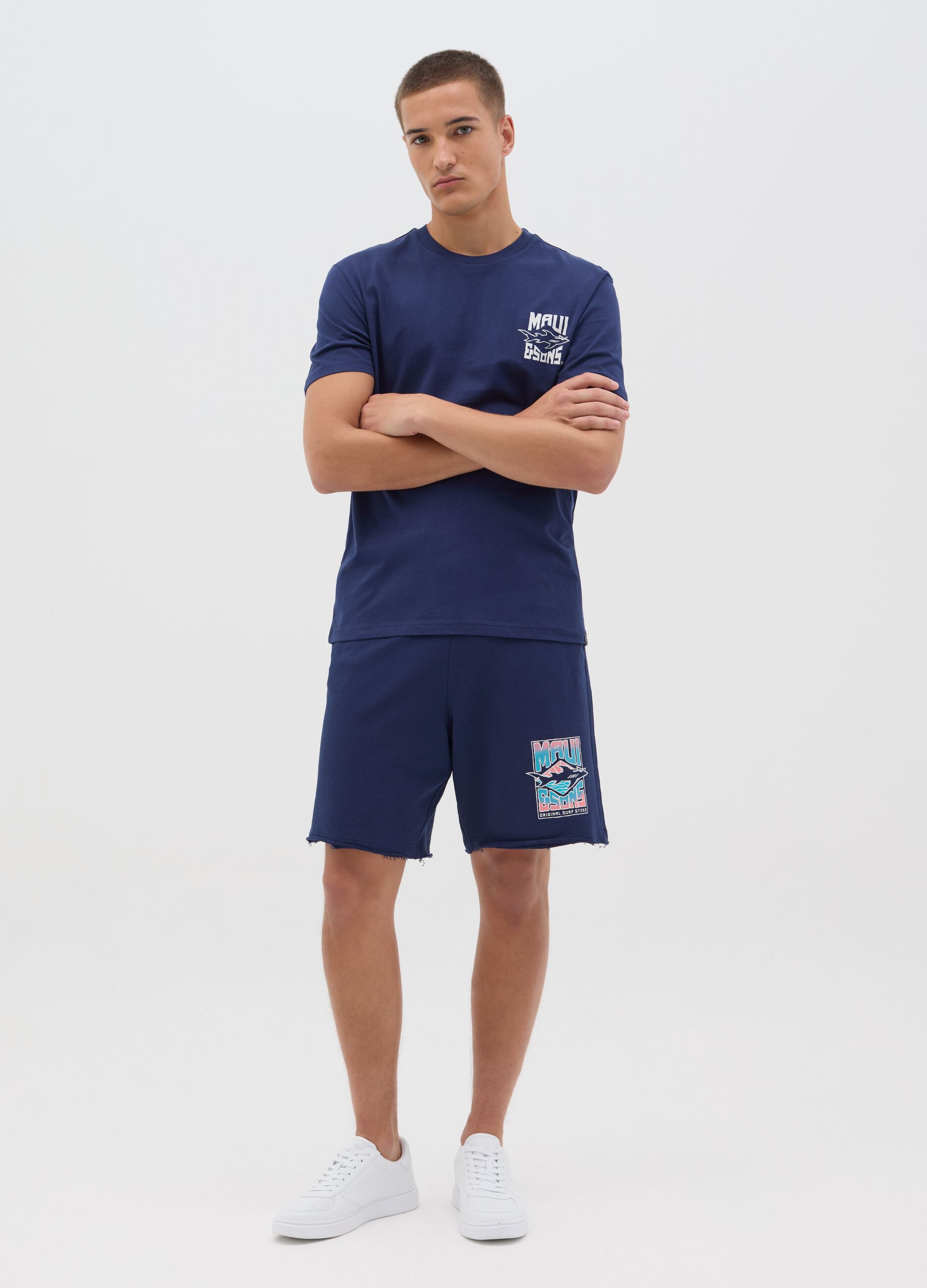 Blue Cotton Maui Bermuda Shorts