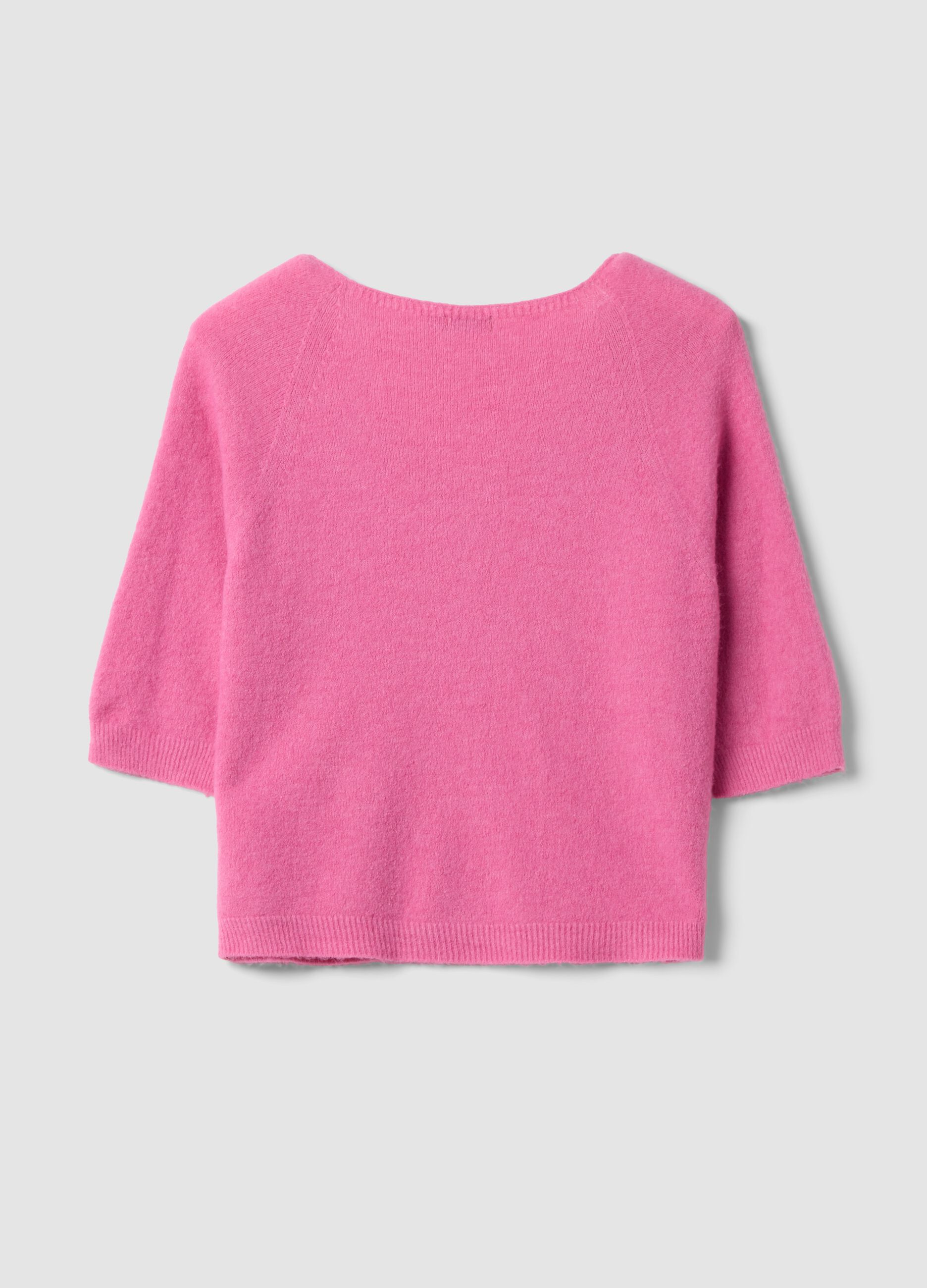 Pink V-neck regular-fit jumper