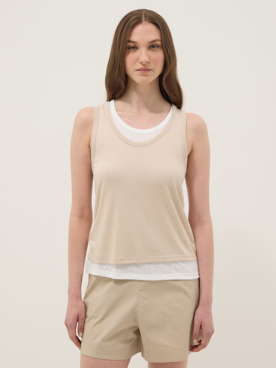 Tank top beige in misto viscosa regular fit_1