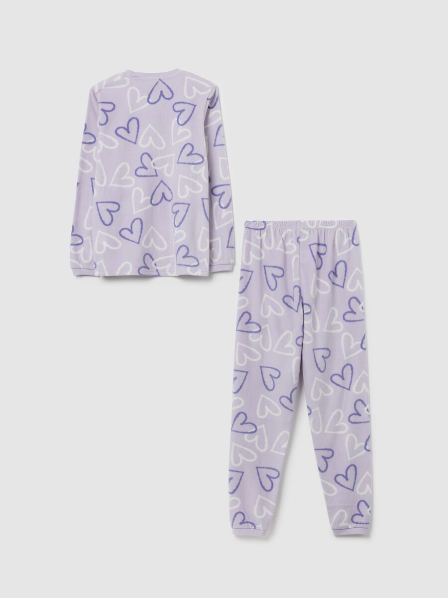 Pigiama da ragazze in pile viola regular fit_1