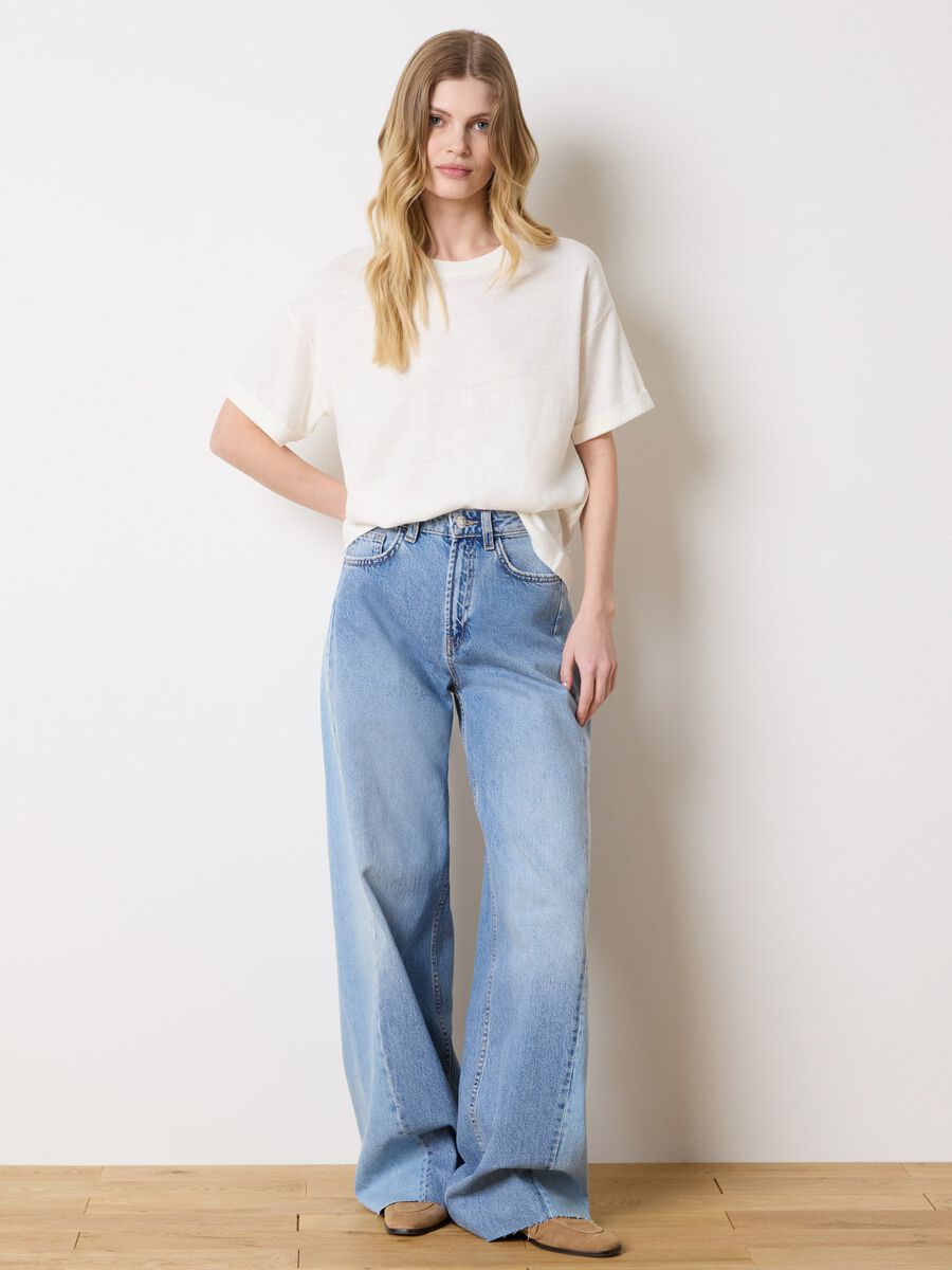 Oversized T-shirt in cotton and linen_2