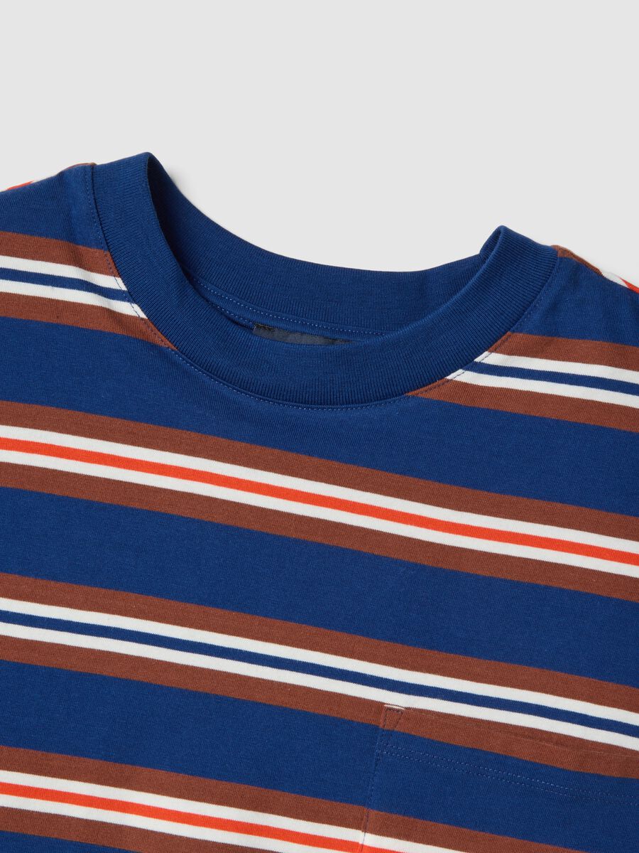 T-shirt in puro cotone a righe multicolor relaxed fit_5