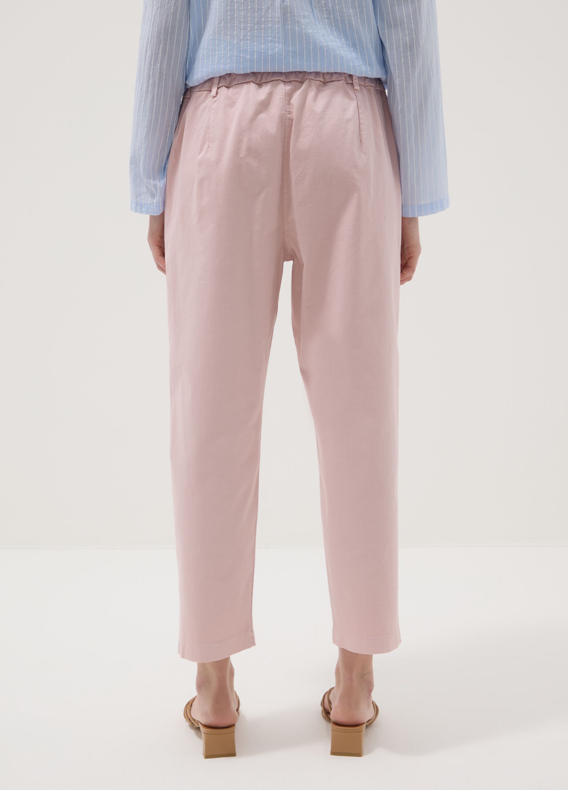 Pink regular-fit stretch cotton trousers