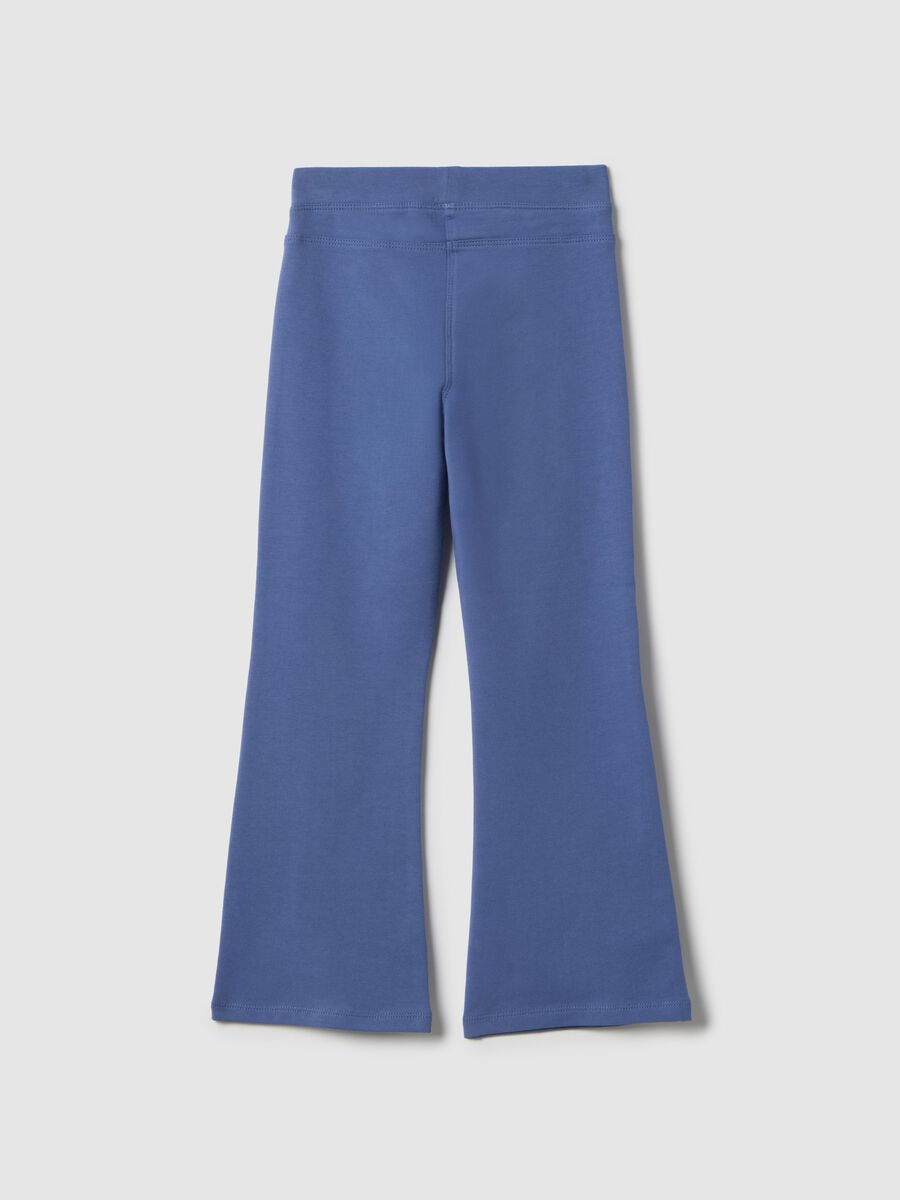 Girls' Blue Flare Fit Cotton Stretch Treggings_1