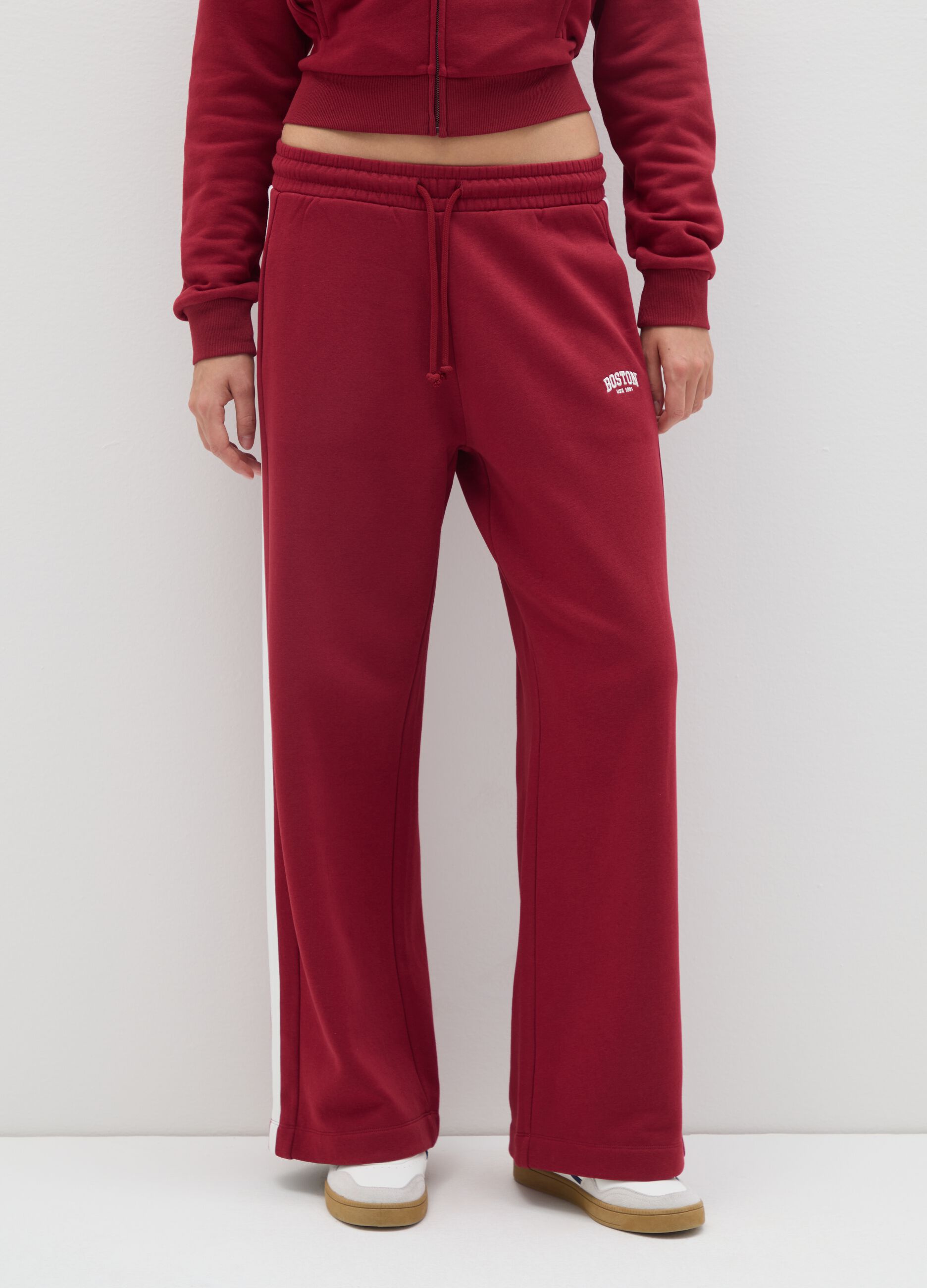 Pantaloni in misto cotone rossi a gamba larga