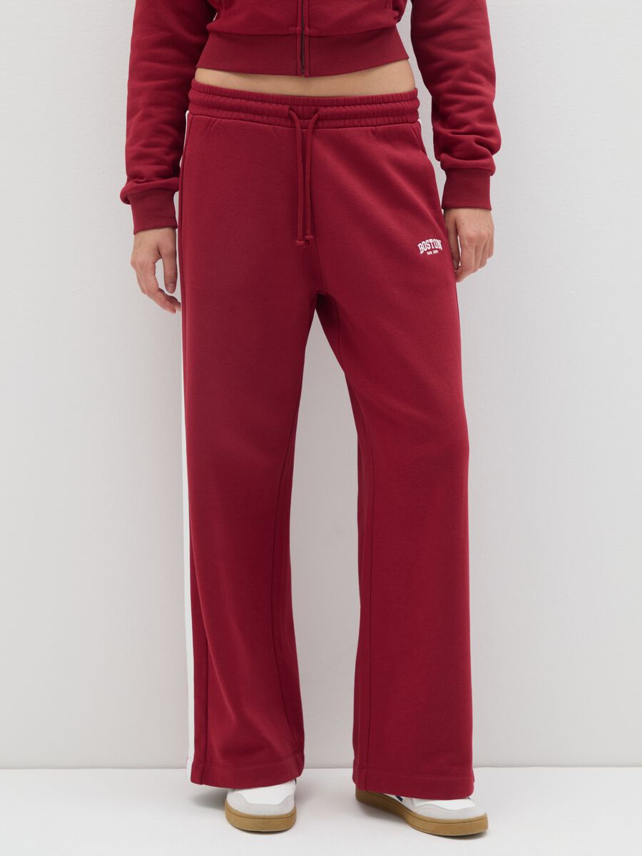 Red Wide-Leg Cotton Blend Trousers_1