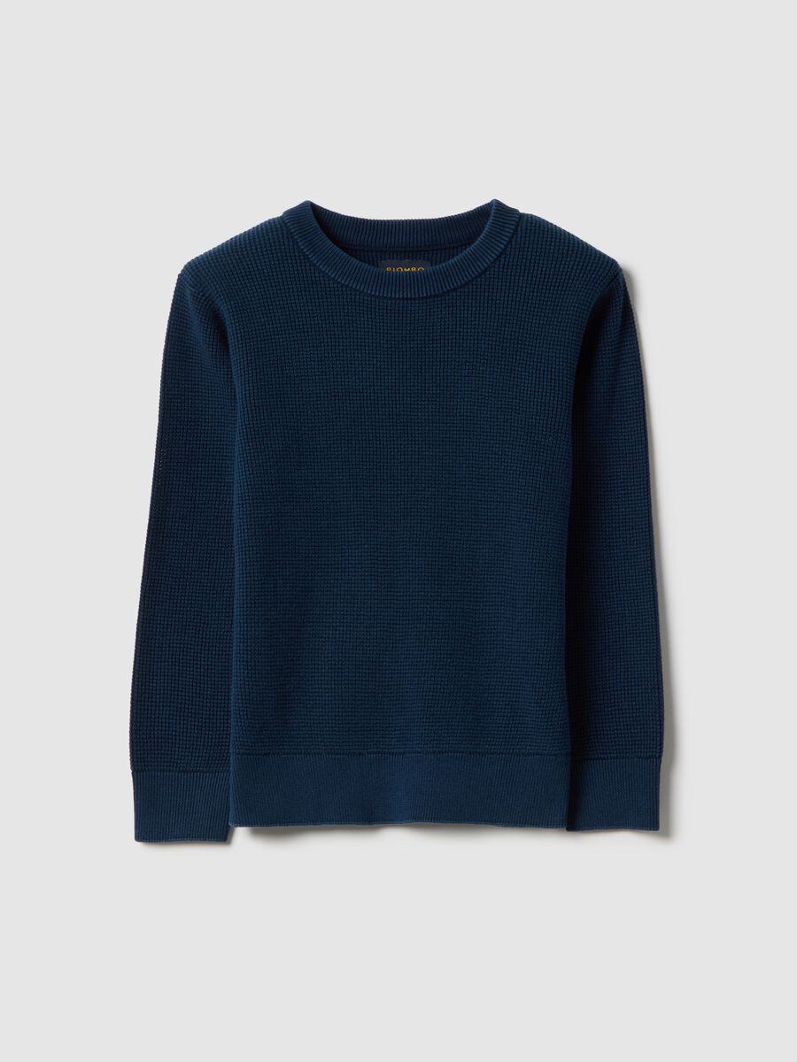 Children's regular fit blue crew neck pure cotton jumper_3