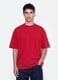 Red crew-neck T-shirt in pure cotton, boxy fit_0