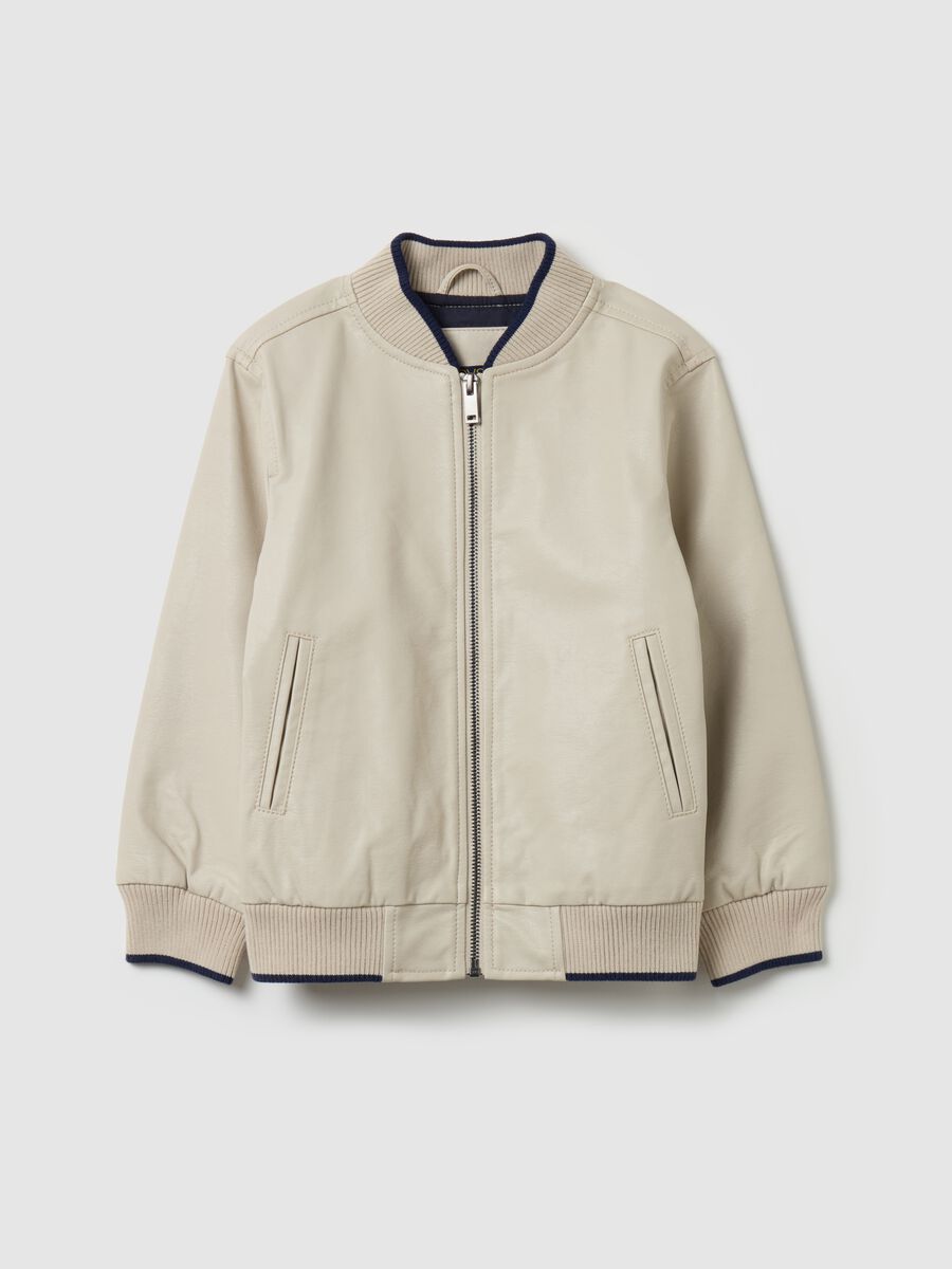 Shiny-effect bomber jacket_0