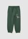 Green cotton trousers with dinosaur print_0