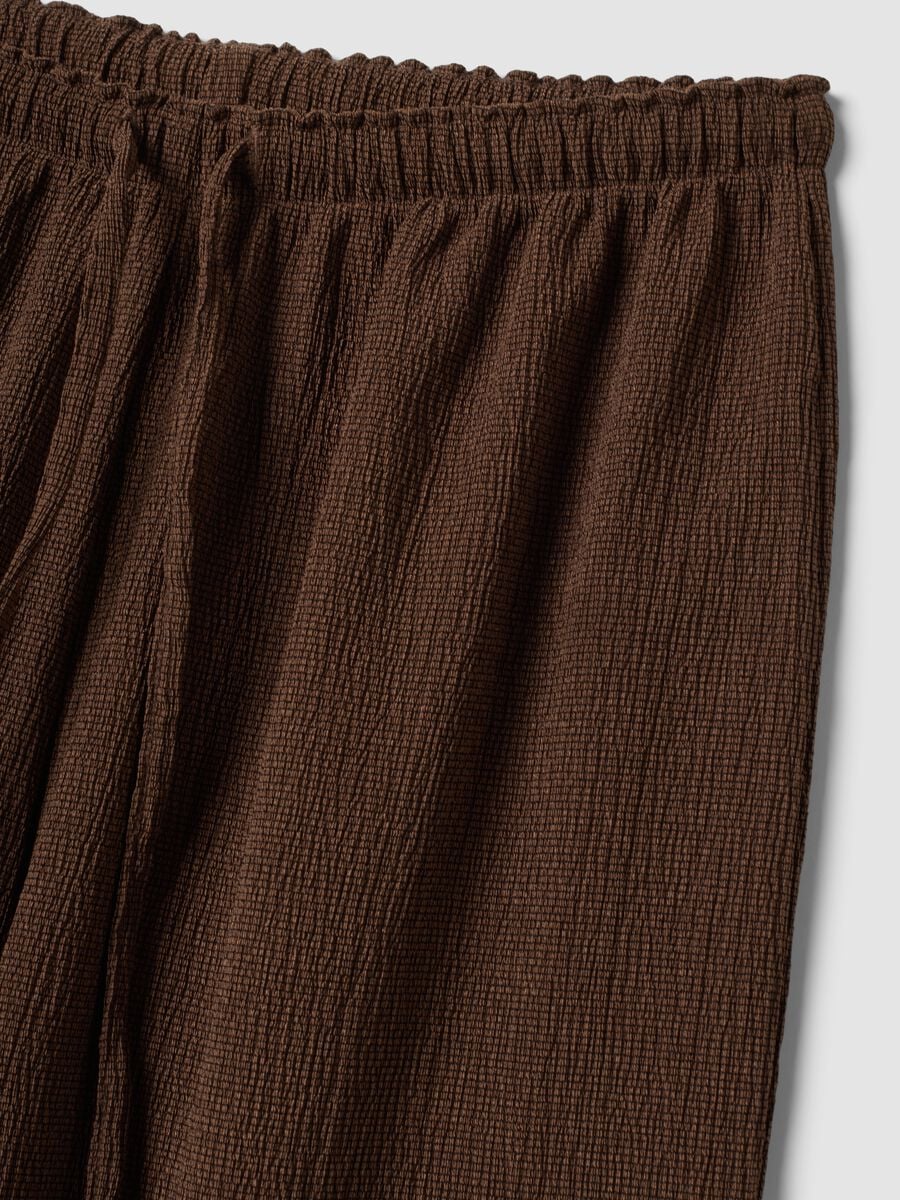 Pantaloni palazzo marroni in tessuto elasticizzato_5