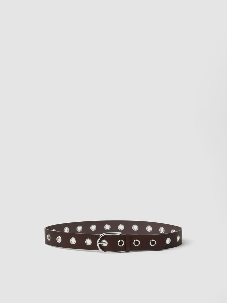Brown belt with metal eyelets_0