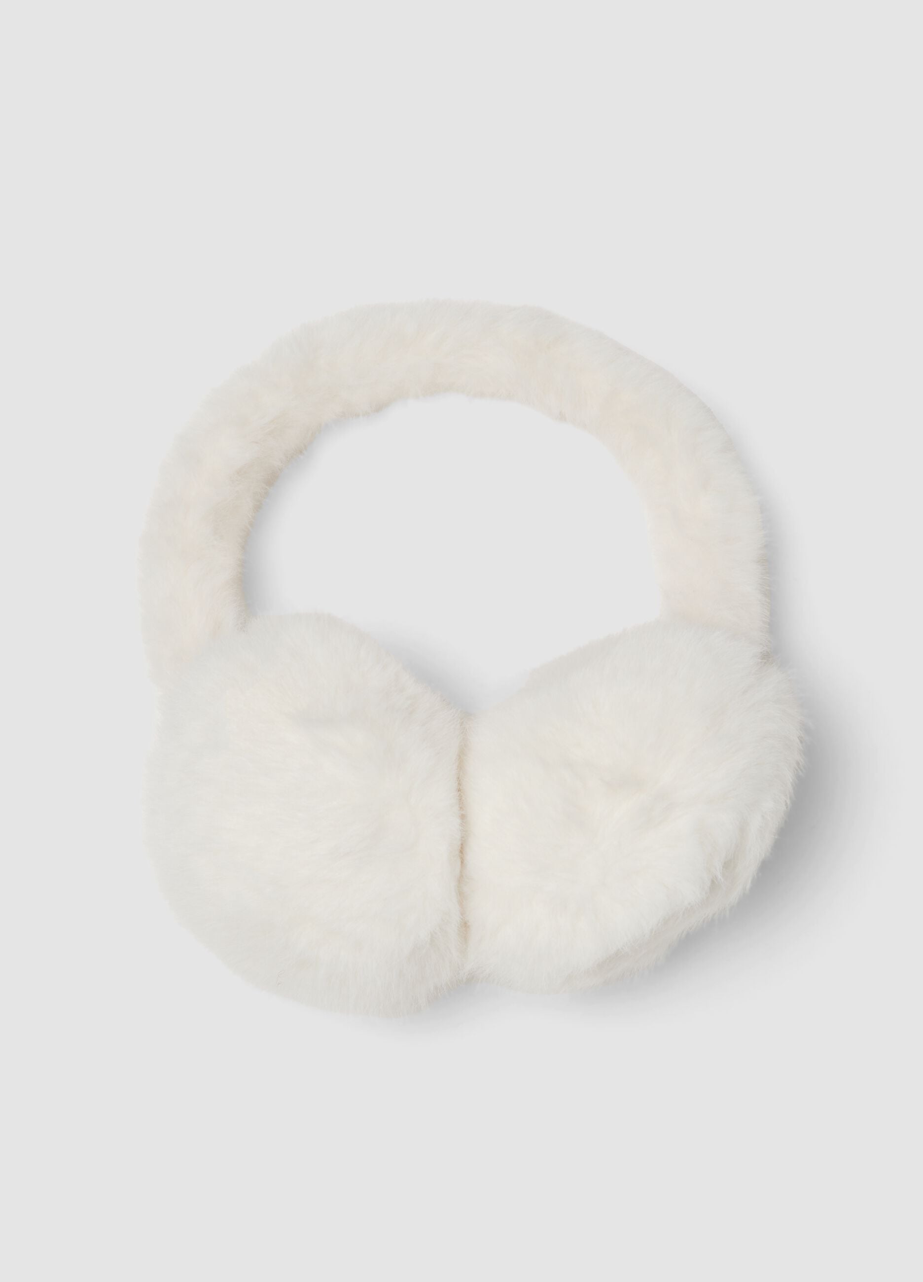 Cream white teddy-effect earmuffs