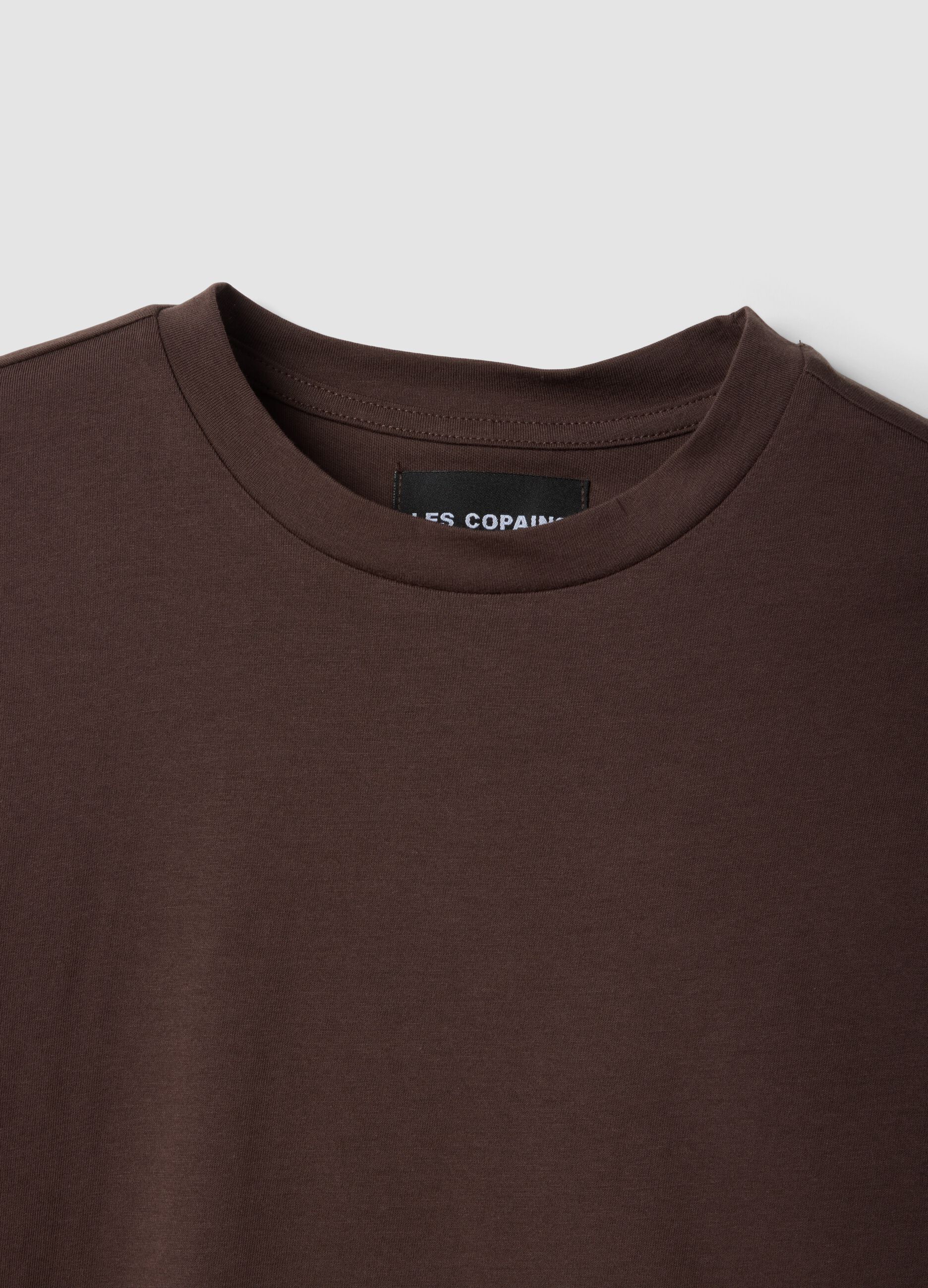 Brown pure cotton short-sleeve T-shirt