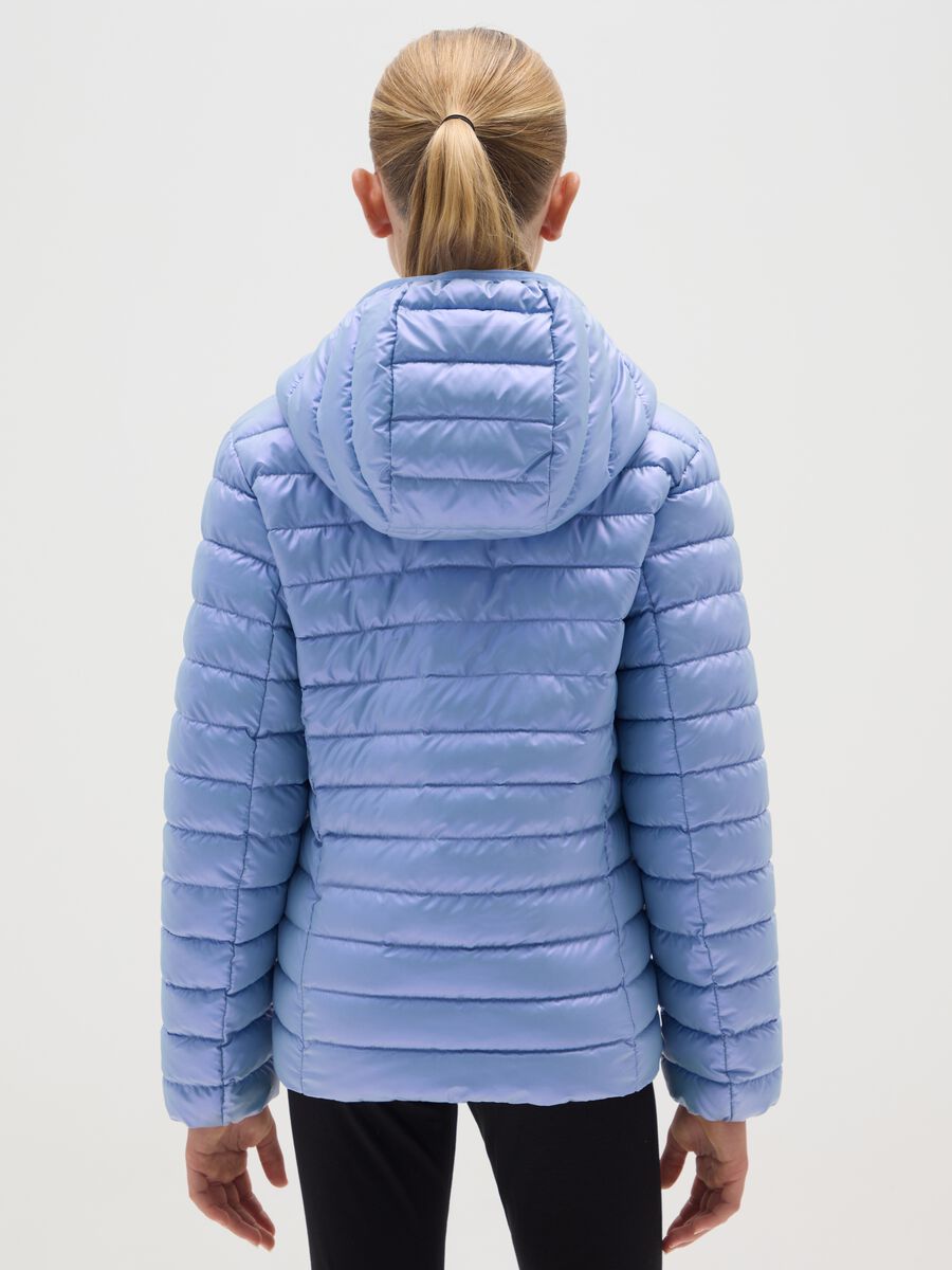 Girls' Blue Winter Jacket with Hood and Zip_2