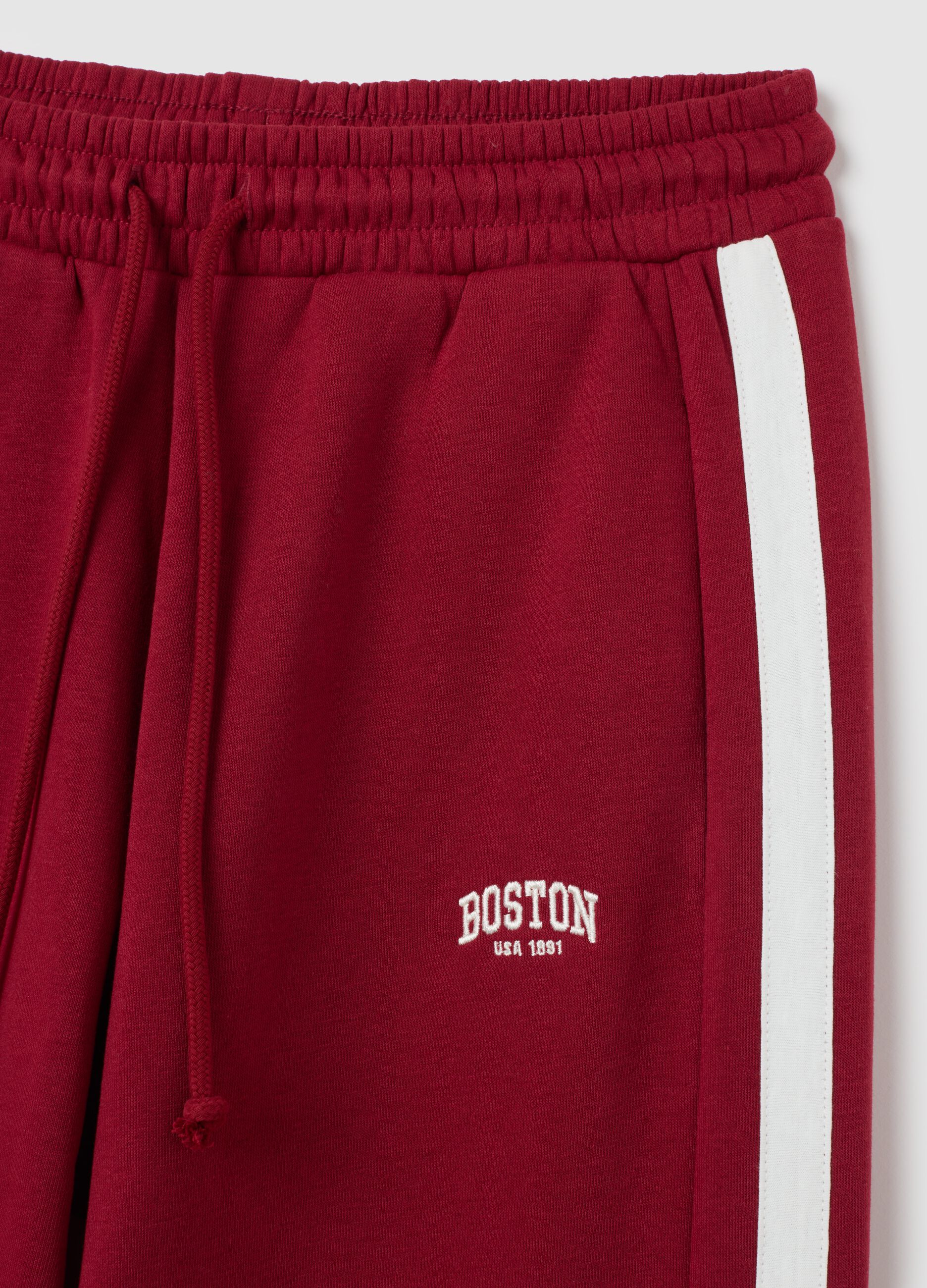 Pantaloni in misto cotone rossi a gamba larga