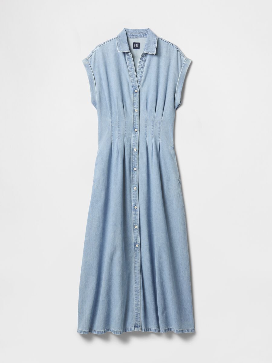 Vestito lungo denim in cotone_6