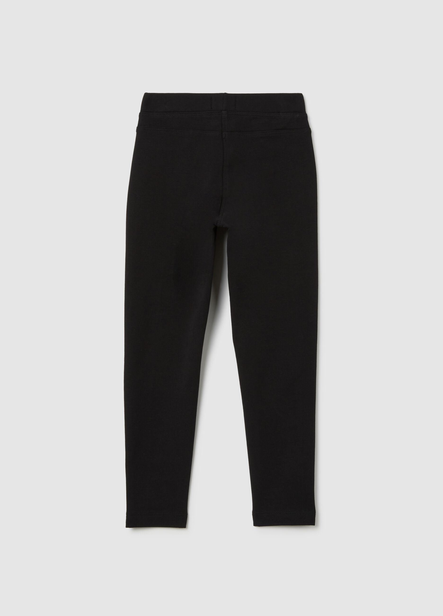 Leggings da bambina in cotone elasticizzato nero slim fit
