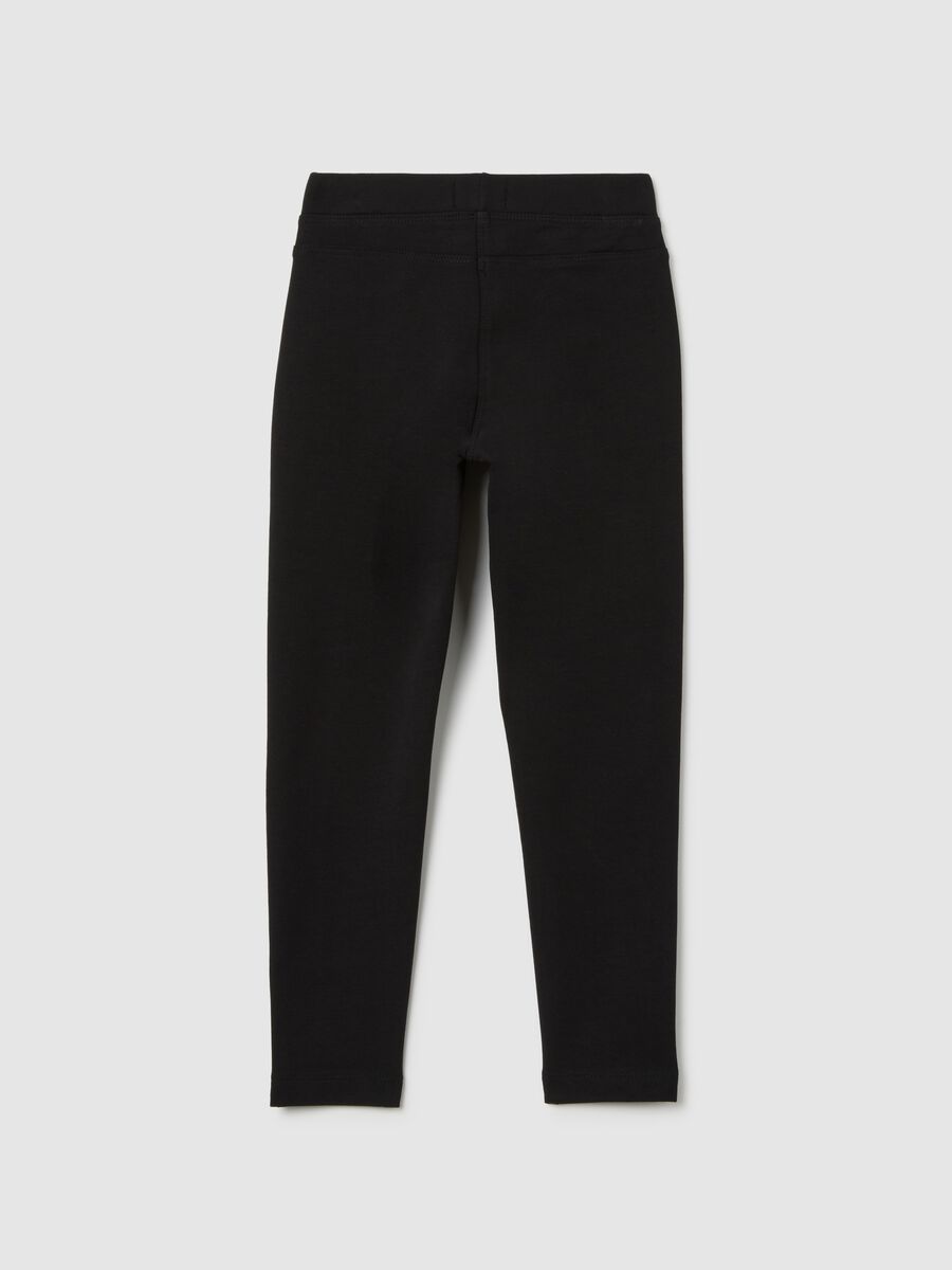 Girls' black stretch cotton slim fit leggings_1