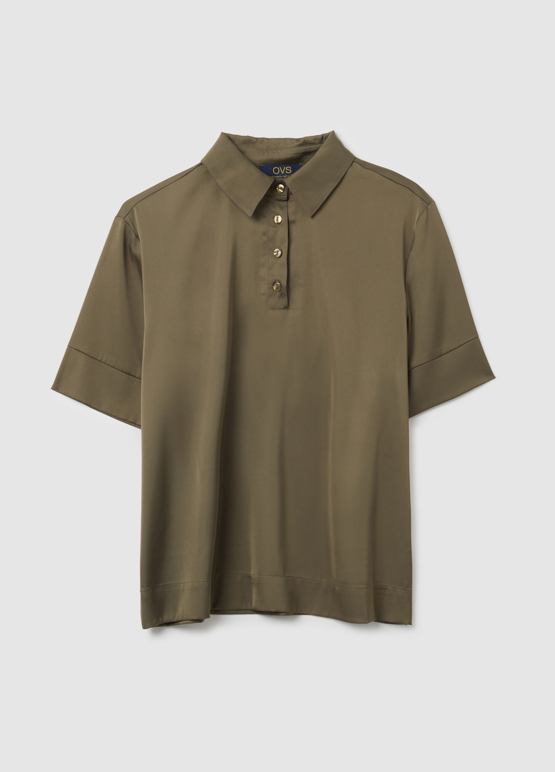Camicia in satin marrone regular fit