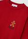 Red oversized crew-neck jumper with Christmas embroidery_1