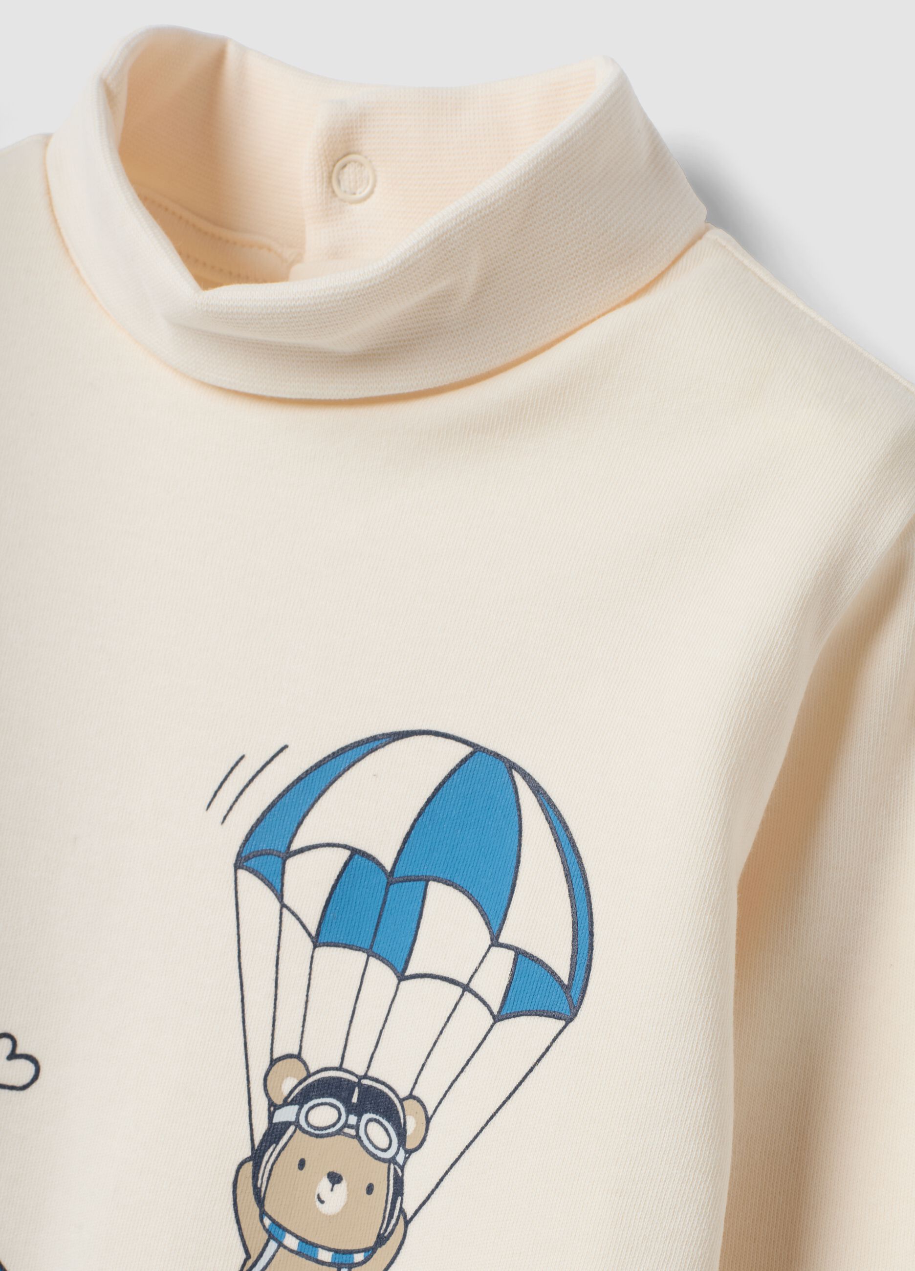 Maglia beige in puro cotone organico Dolcevita