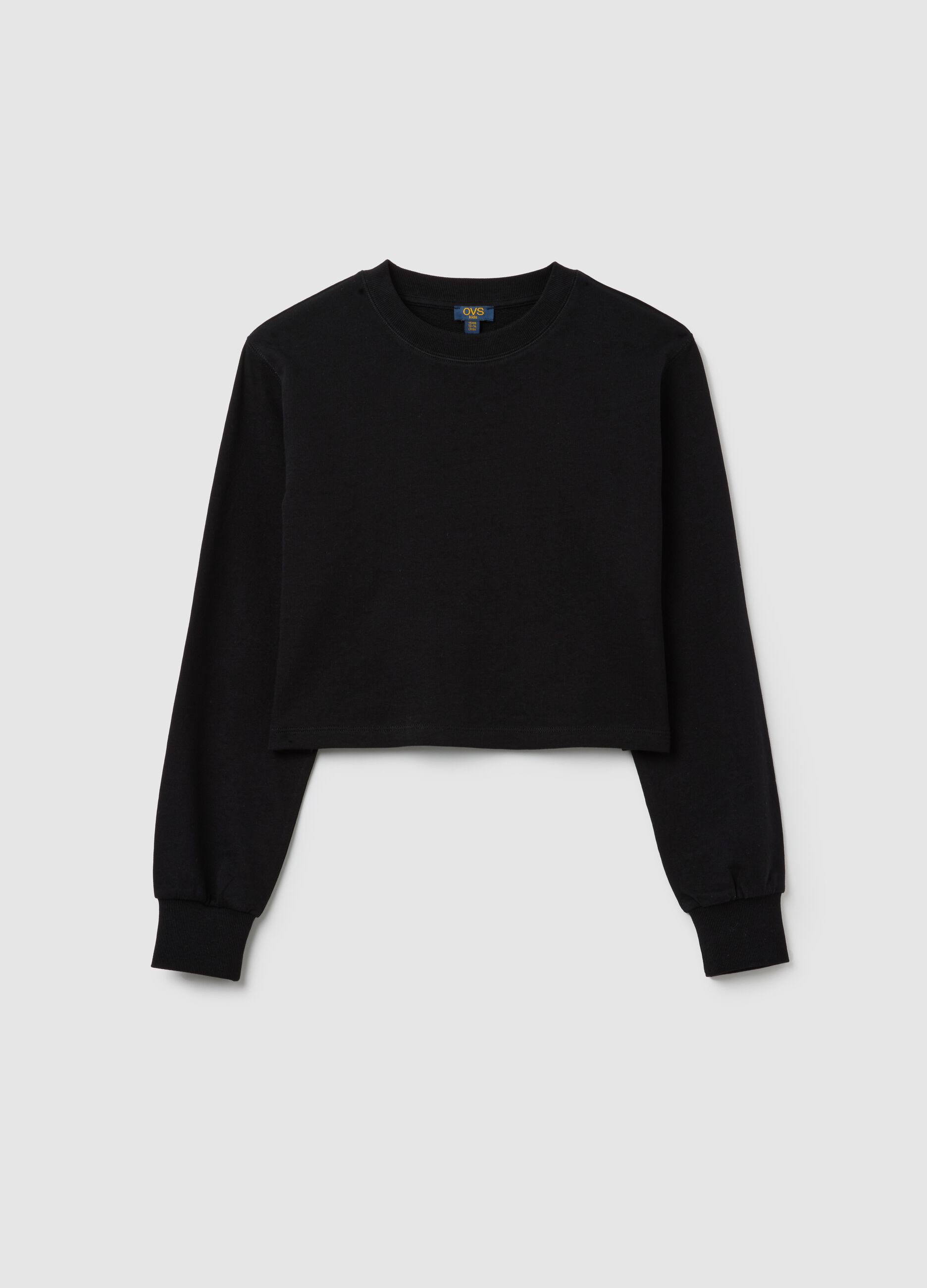 Girls' black regular fit pure cotton cropped top