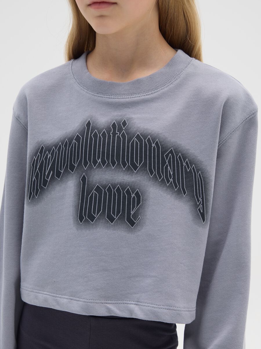 Felpa da ragazze in puro cotone grigia relaxed fit_2