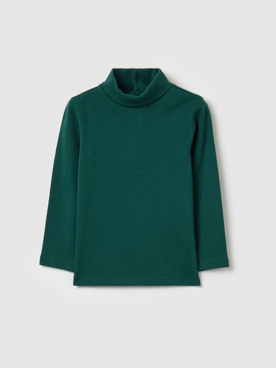 Cotton T-shirt with high neck_0