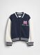 Girl's blue bomber jacket in pure cotton_0