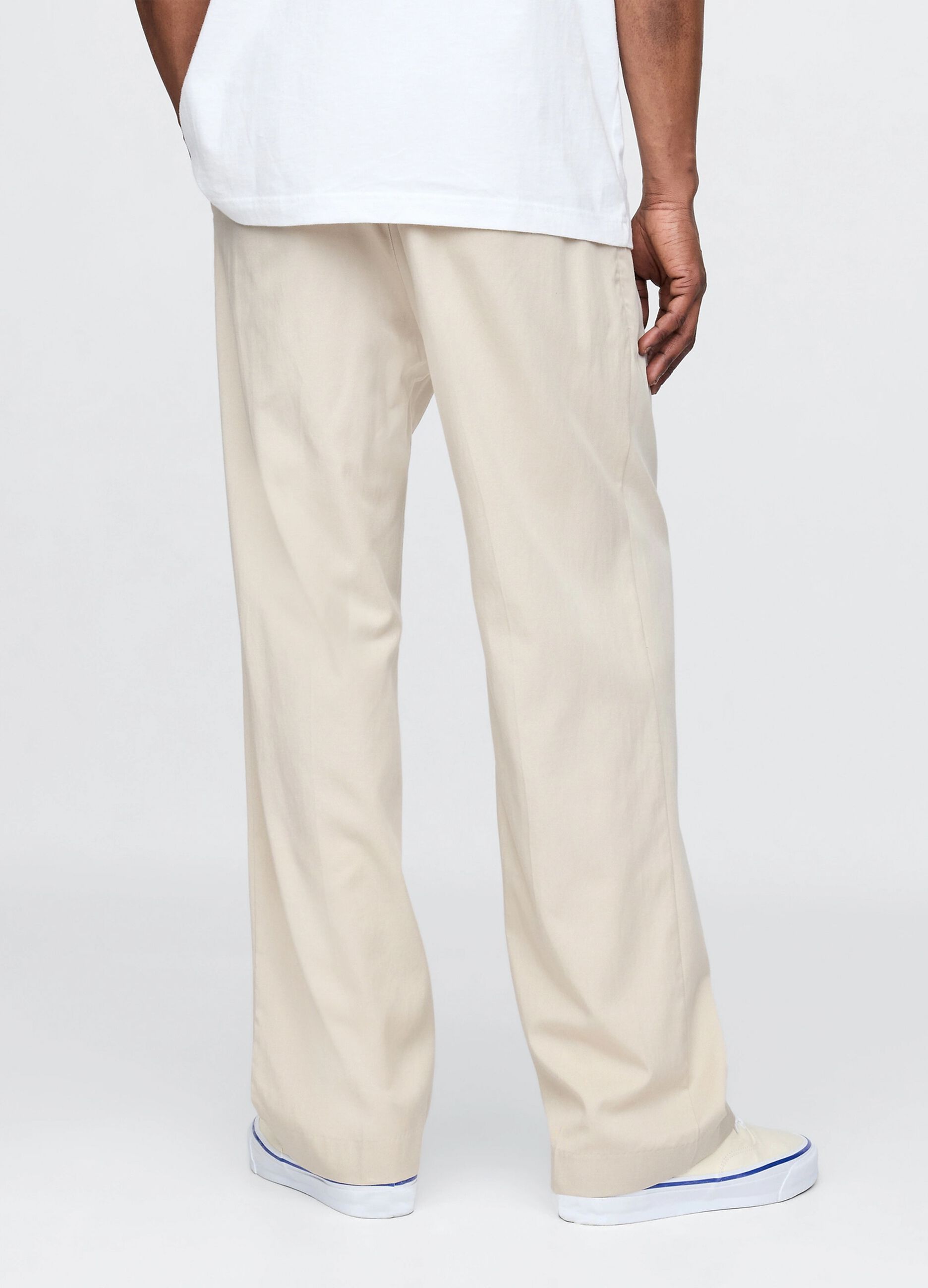 Beige wide-leg trousers in Lyocell and cotton