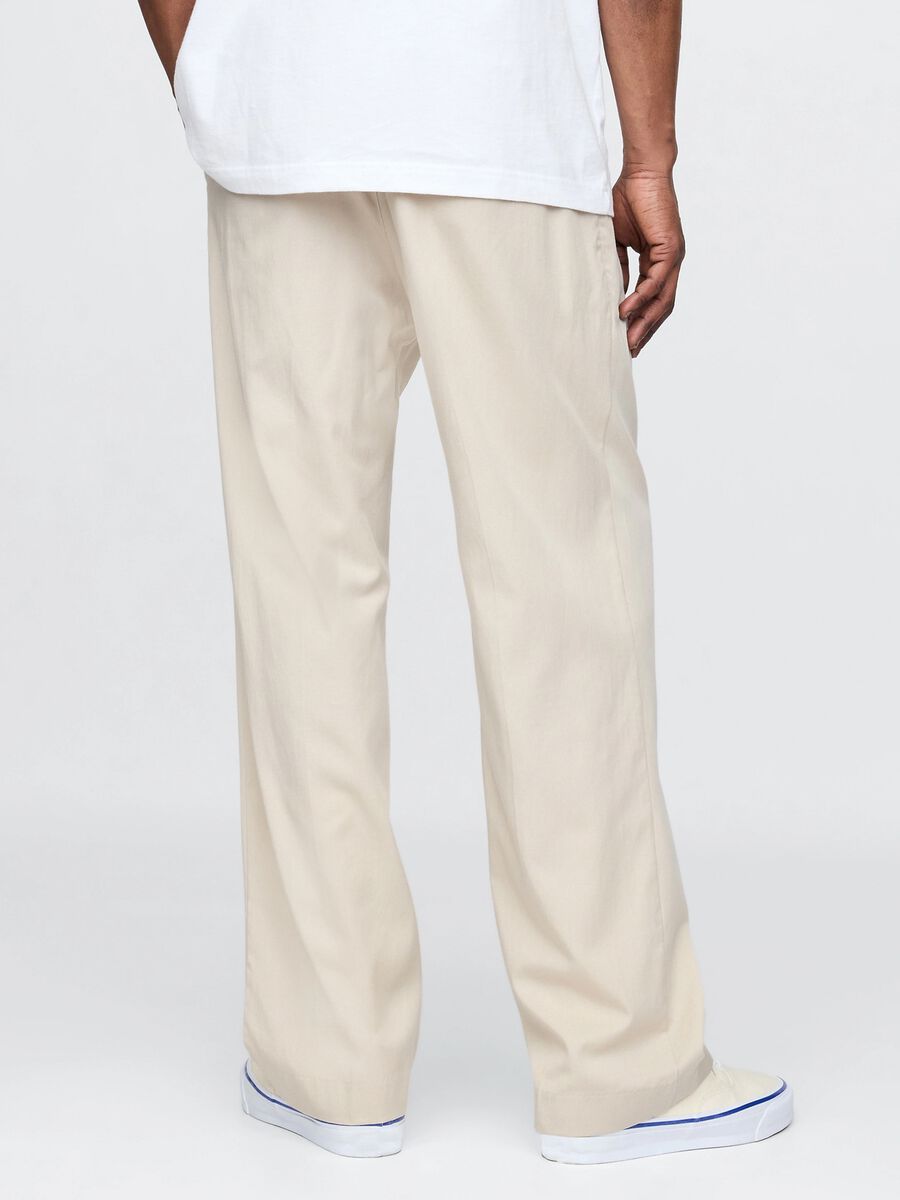 Beige wide-leg trousers in Lyocell and cotton_2