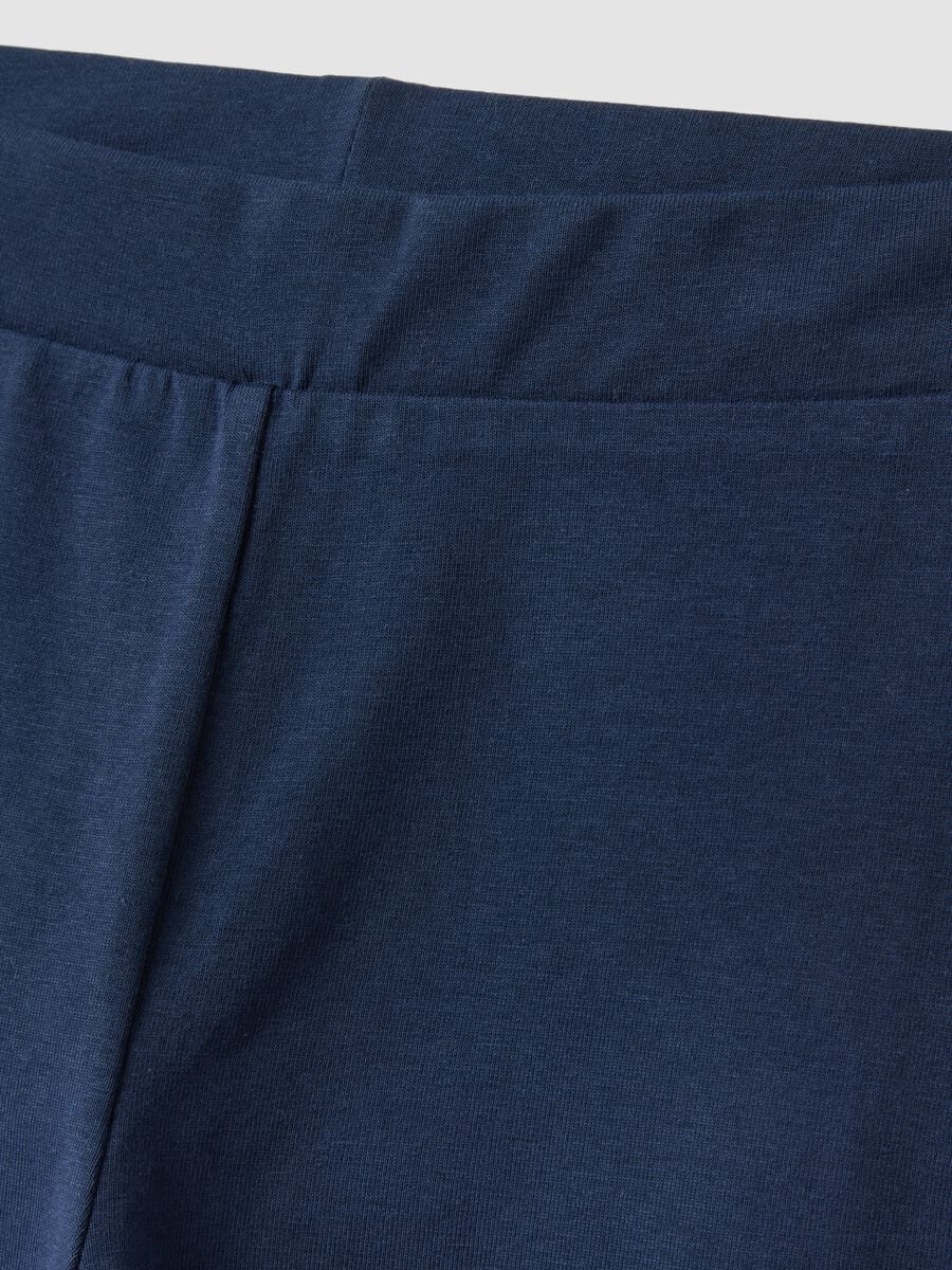 Leggings blu flare in cotone jersey organico elasticizzato_1