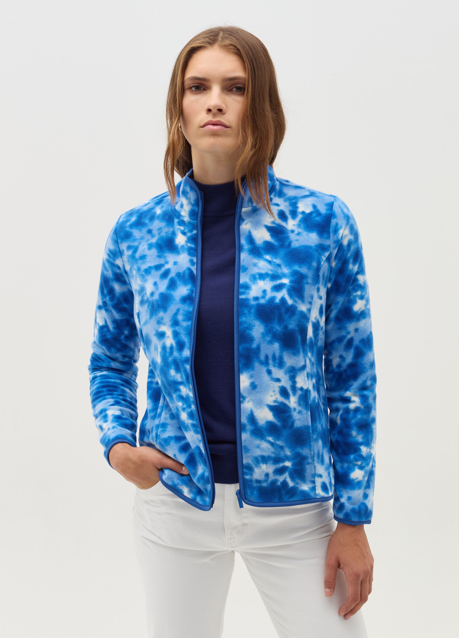 Tie-dye full-zip sweatshirt in fleece
