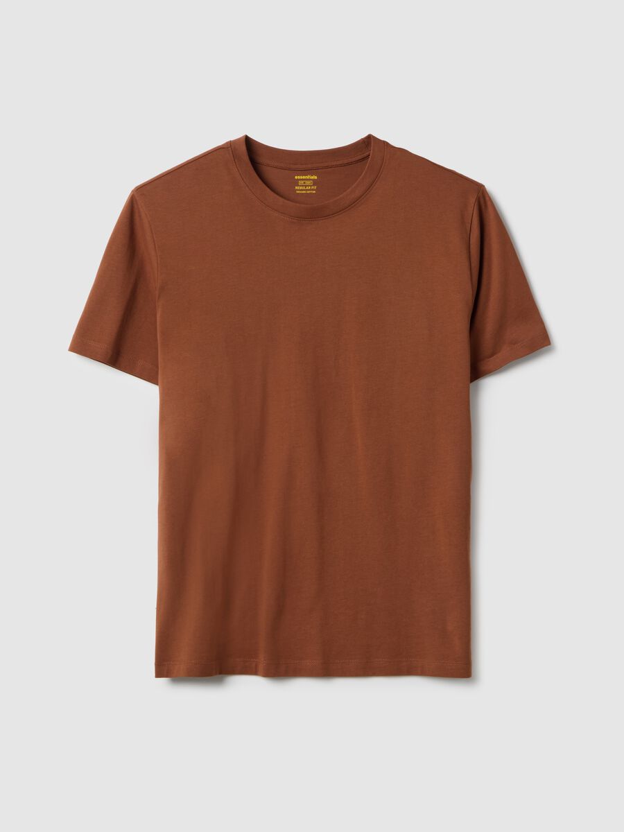 T-shirt in puro cotone marrone regular fit_4