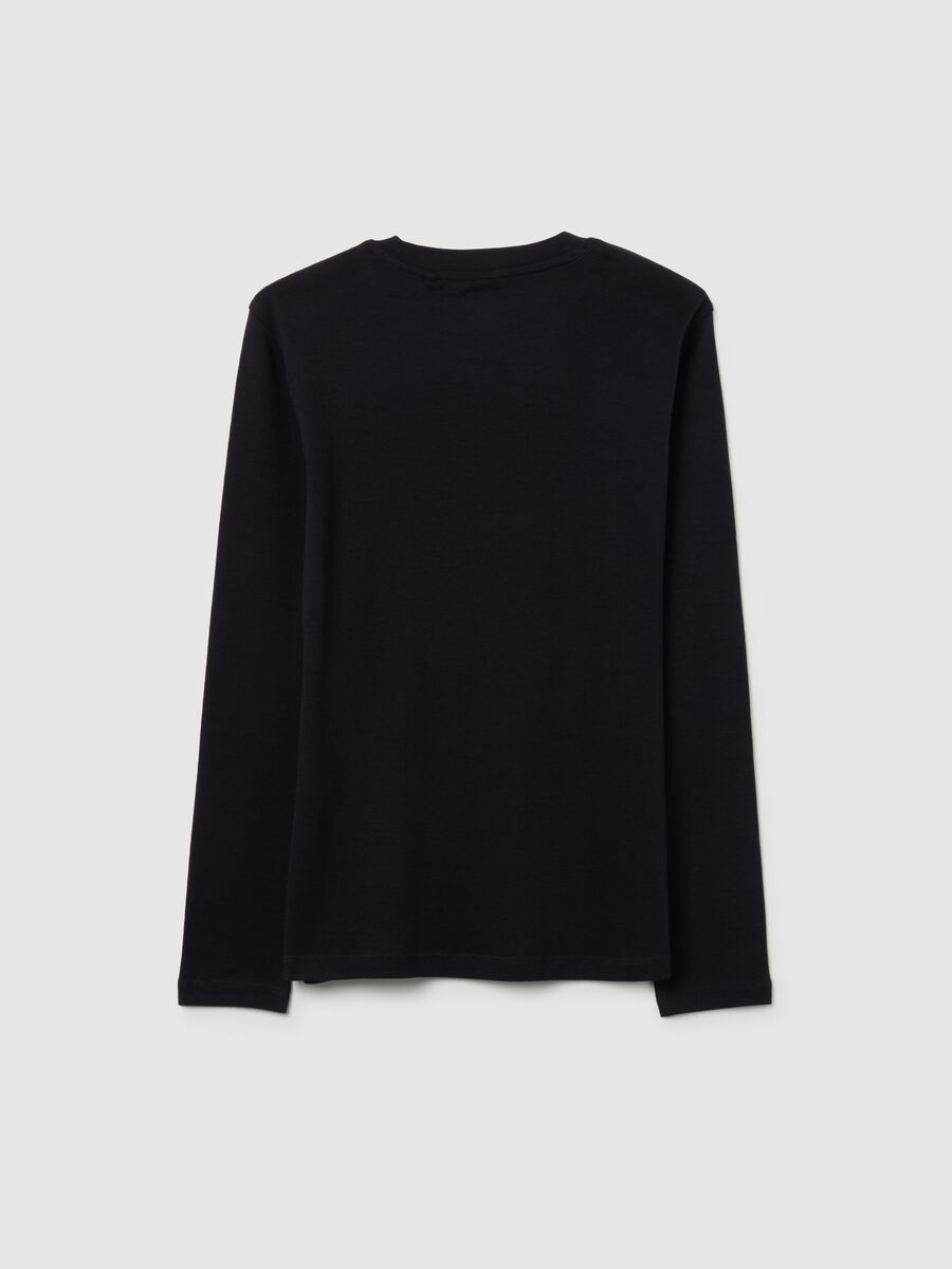 Boys' black long sleeve t-shirt in pure cotton regular fit_1