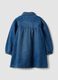 Abito denim blu in misto cotone e viscosa a girocollo per bimba_1