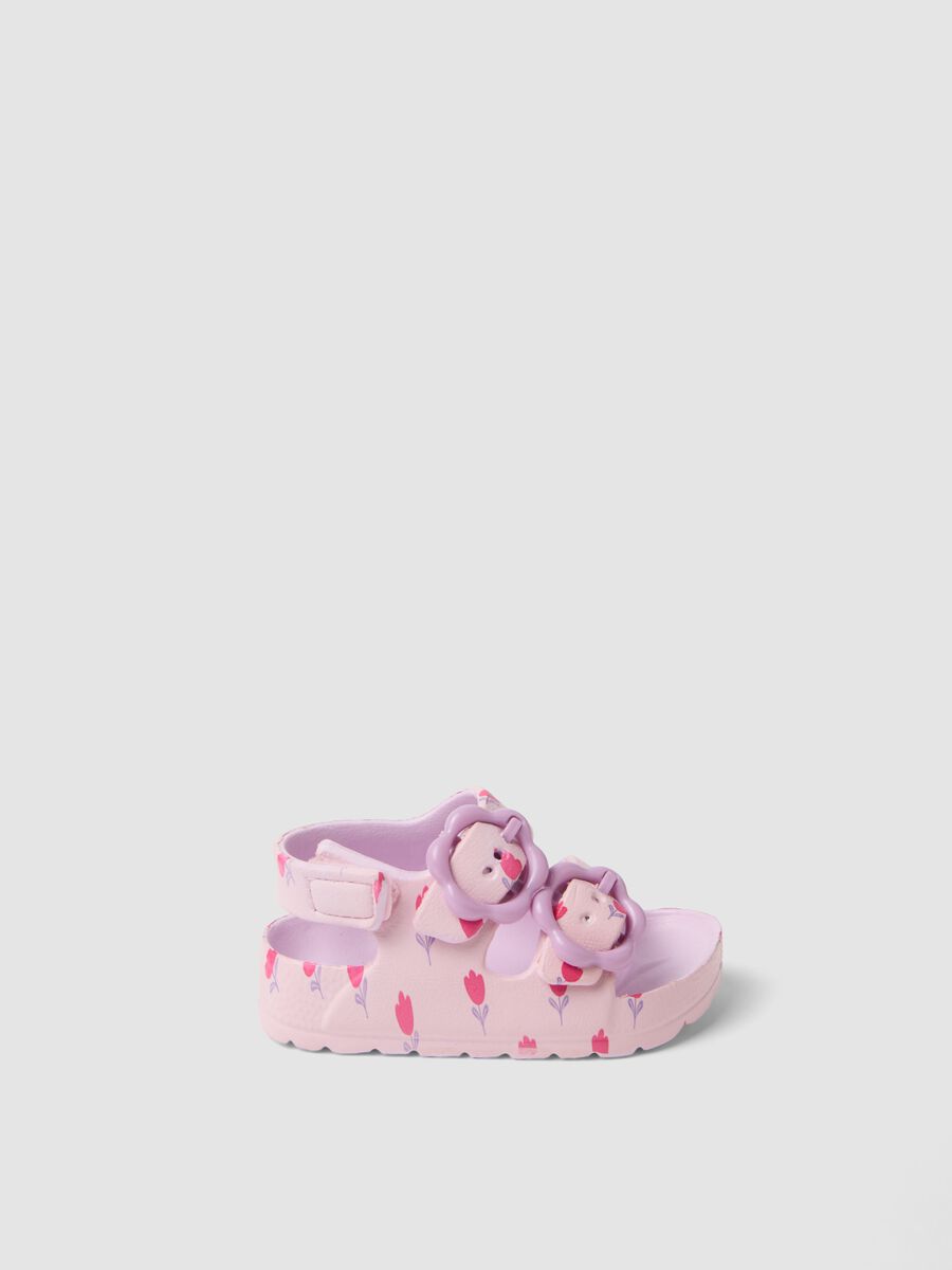 Pink sandals with floral appliqu&eacute;s_0