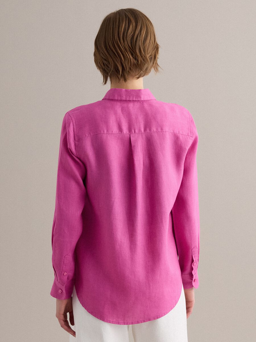 Pink Pure Linen Regular Fit Shirt_3