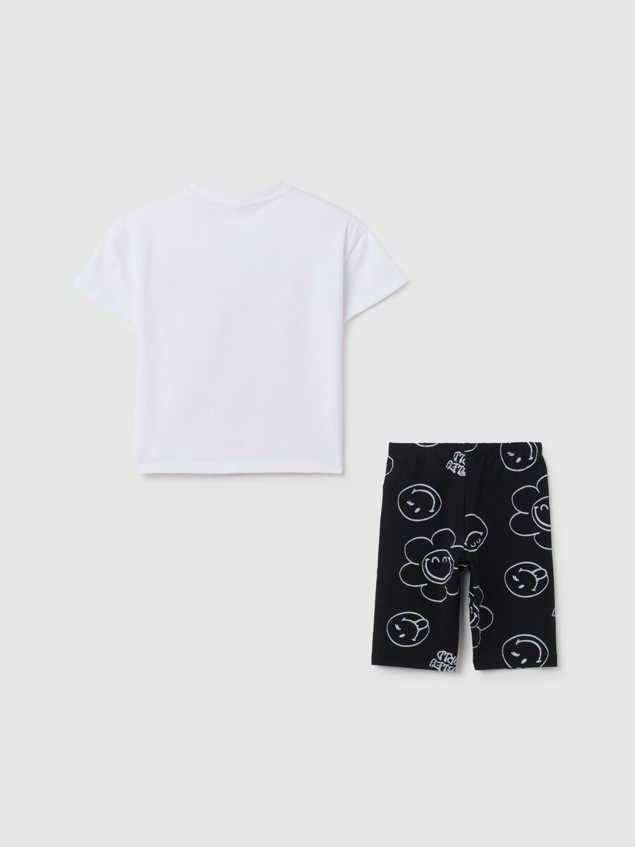 Girls' white cotton t-shirt set regular fit_1