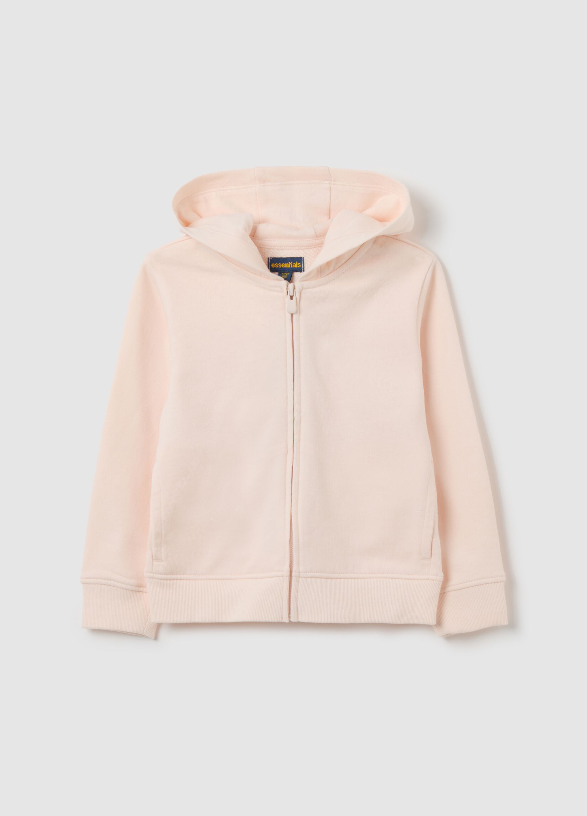 Girls' sweatshirt in pure beige cotton regular fit