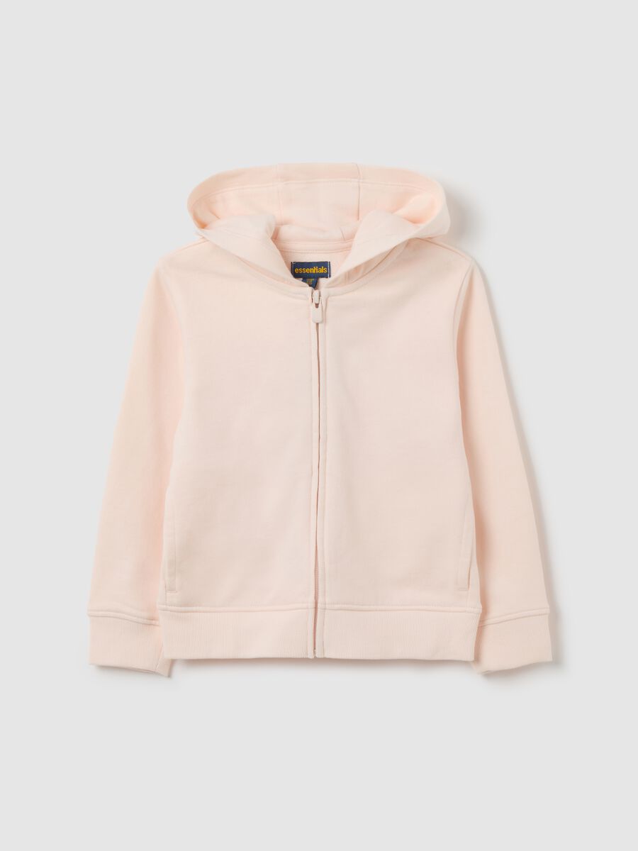 Girls' sweatshirt in pure beige cotton regular fit_0