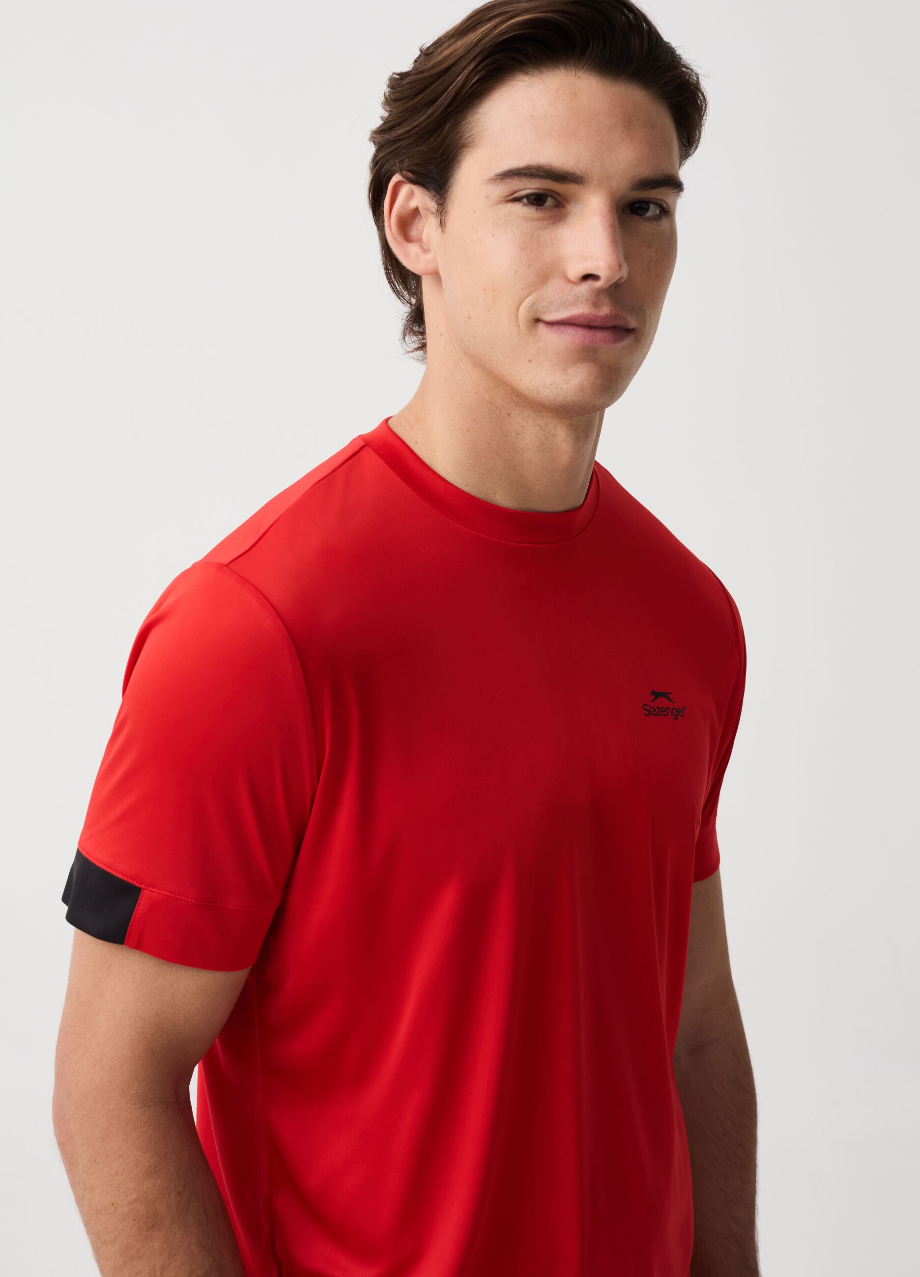 Quick-dry tennis T-shirt with Slazenger print