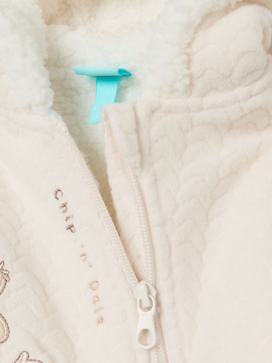 Beige baby romper with hood and zip_3