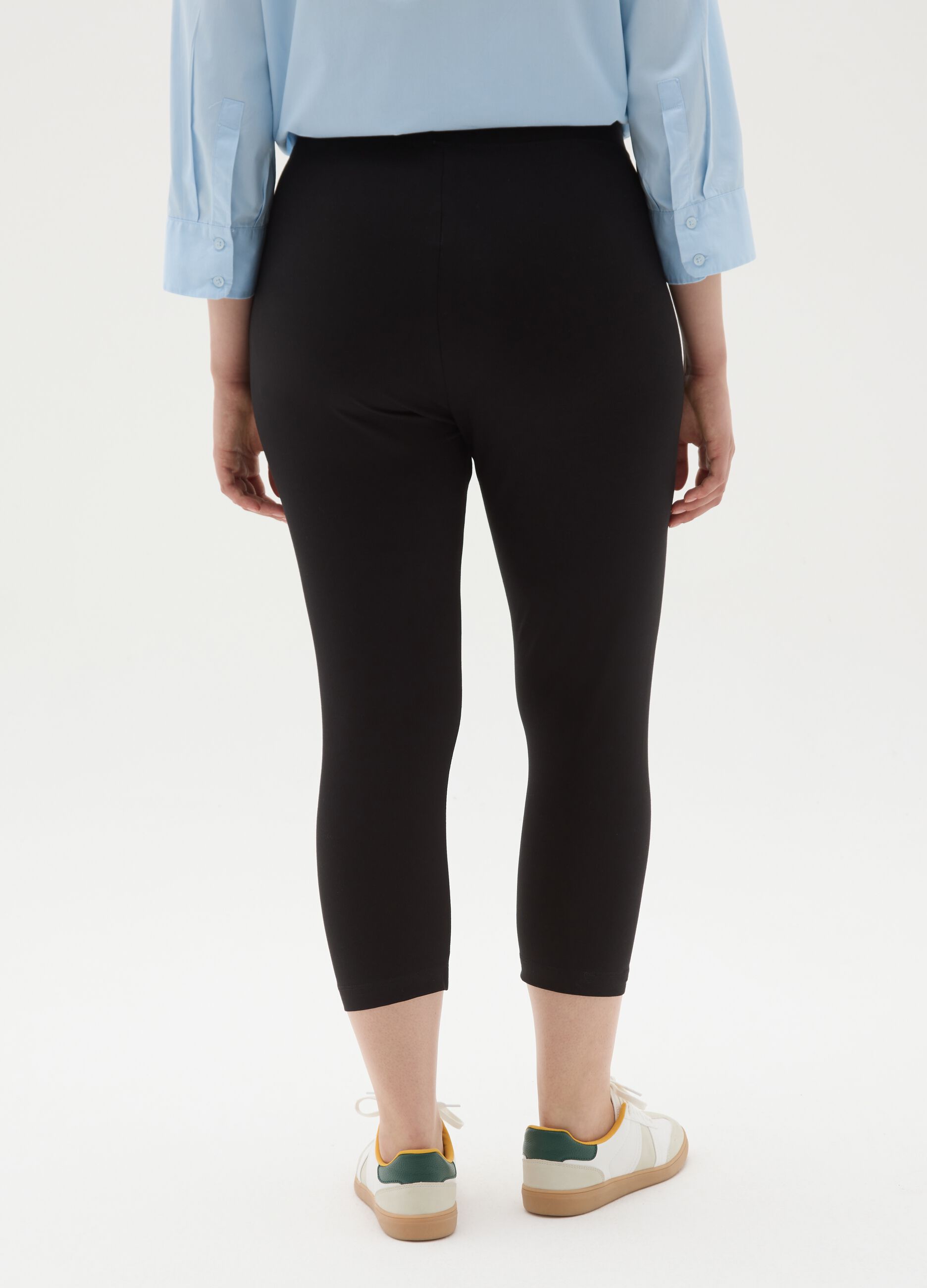 Leggings da donna in cotone elasticizzato nero skinny