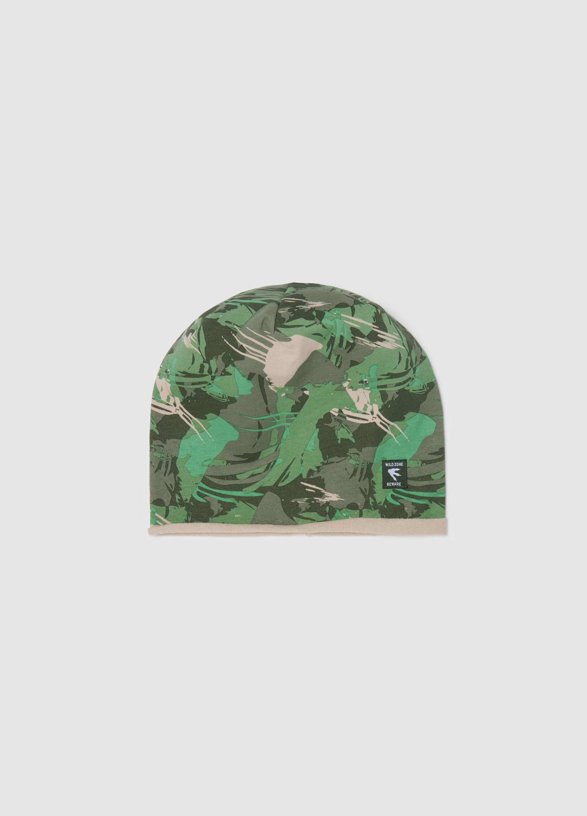 Camouflage hat in French terry