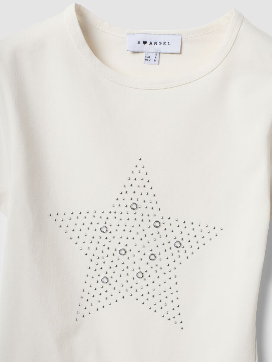 White fitted stretch-cotton T-shirt with rhinestone embellishments_2